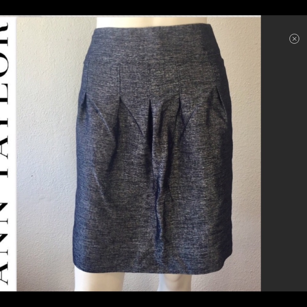 Ann Taylor linen A line skirt Navy Blue